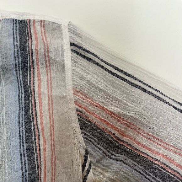 Fleur Bleve white w/pastel multicolored stripes button down long sleeve, M - Picture 5 of 9